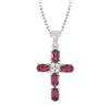 Pink Tourmaline and Diamond Cross Necklace 14-kt White Gold