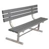 UltraSite 6 ft Commercial Recycled Plastic Bench w/ Back, Portable- Gray