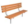 UltraSite 6 ft Commercial Recycled Plastic Bench w/ Back, In Ground- Cedar