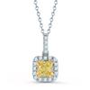 1.02 ct Radiant Cut Fancy Intense Yellow Diamond Pendant & Round Diamond