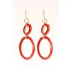 JESSICA®/MD Gold Fish Hook Double Oval Red Link Earring