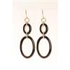 JESSICA®/MD Gold Fish Hook Double Oval Black Link Earring