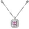 Princess Cut Pink Sapphire and Diamond Necklace 14-kt White Gold