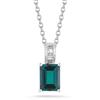 Lab-created Emerald and Diamond Necklace 14-kt White Gold