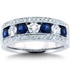 Blue Sapphire & Round Diamond Band ( 0.71 ctw) 18kt White Gold