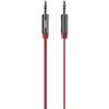 BELKIN 3FT STEREO AUDIO CABLE CHROME 3.5MM ABS FLAT STRAIGHT NICKEL RED