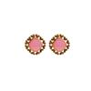 JESSICA®/MD Gold Square Framed Pink Milky Stone Earrings