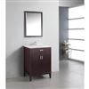 Simpli Home Urban Loft Dark Espresso Brown 24 Inch Bath Vanity with 2 Doors and White Marble Top