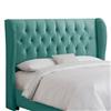 Skyline Furniture MFG. California King Tufted Wingback Headboard in Velvet Caribbean