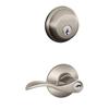 SCHLAGE LOCK Satin Nickel Accent Lever Entrance and Deadbolt Door Lock