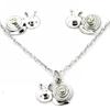 Sterling silver "Whimzy" pendant and earring "Snail" set with peridot cz stones