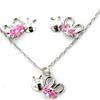 Sterling Silver "Whimzy" pendant and earring "Bug" set with pink cz stones