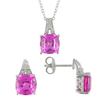Miadora 9 1/6 ct Created Pink Sapphire and 0.03 ct Diamond Pendant with 18" cable chain an...