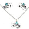 Sterling Silver "Whimzy" pendant and earring "Bug" set with Aqua and Amethyst cubic stones o...