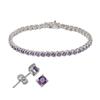 Sterling Silver Genuine Gemstone Bracelet and Stud Earring Set - amethyst