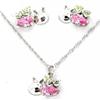 Sterling silver "whimzy" pendant and earring "Bee" set with pink and peridot cz on 15" chain