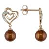 Miadora 6.5-7 mm Freshwater Chocolate Button Pearl and 0.03 ct Diamond Earrings in 10 K Pink Gold