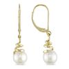 Miadora 6.5-7 mm Freshwater White Pearl Earrings in 10k Yellow Gold