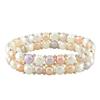 Miadora 6.5-7 mm Plum, Peach and White Button Pearl Elastic Bracelet with Silver Beads, 7 inches in...