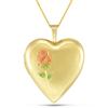 Gold Filled Heart Locket with Engraved Rose, with Chain