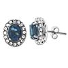 Sterling silver luminesse blue crystal round earrings