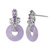 Sterling Silver Lavender Jade Earrings with Genuine Amethysts