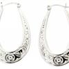 Sterling Silver fancy oval hoop earring