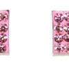 Sterling Silver 8mm Square Stud Earrings With Rose Colour Crystals