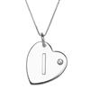 Sterling Silver Initial "I" Heart Pendant with Rhinestone Accent