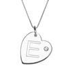 Sterling Silver Initial "E" Heart Pendant with Rhinestone Accent