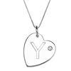 Sterling Silver Initial "Y" Heart Pendant with Rhinestone Accent