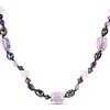 Miadora Necklace with Black Pearls, Amethyst Gemstones, and Rose Quartz Beads, 32" in Length