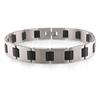 Miadora Men's Stainless Steel Bracelet with Black Links, 9" in Length