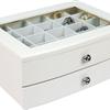 White painted jewellery box with glass lid