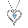 Sterling Silver Genuine Blue Topaz Heart Pendant with Diamond Accent