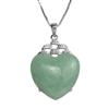 Sterling Silver Genuine Green Jade Sweetheart Pendant on 18" Chain