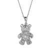 Sterling Silver Teddy Bear Pendant with Diamond Accent