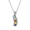 Sterling Silver Genuine Multi-Gemstone Channel Pendant with Diamond Accent