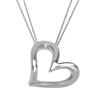 Sterling Silver Waved Floating Heart Necklace