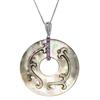 Sterling Silver Grey Mother of Pear and Genuine Amethyst Pendant