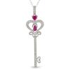 Miadora 7/8 ct Created Ruby and 1/8 ct Diamond Key Shape Pendant in Silver with 18 inch Silve...