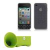 Bone Horn Stand Amplifier, iPhone4 Fashion Case, Wrist Strap, and Screen Protector Bundle