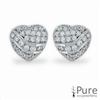 Micro Pave CZ Heart Stud Earrings Sterling Silver