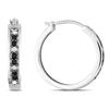 Miadora 1/3 CT TDW Black and White Diamond Hoop Earrings in Sterling Silver with Black Rhodiu...