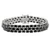 Miadora 7" Black Sapphire 3-Row Sterling Silver Bracelet