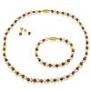 Miadora Freshwater Flat Pink and Brown Pearl Necklace and Bracelet (4-5 mm) and Stud Earrings (5-...