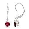 Miadora 1 1/6 ct Created Ruby and 0.02 ct Diamond Heart Shape Earrings in 10 K White Gold
