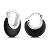 Miadora 20 mm Round Black Onyx Hoop Earrings in Silver