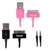 iSound Charge & sync cable + audio - Black & Pink
