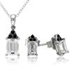 Miadora 2 3/4 ct White Topaz and 1/6 ct Black Diamond Pendant and Earrings in Silver with Rhodiu...
